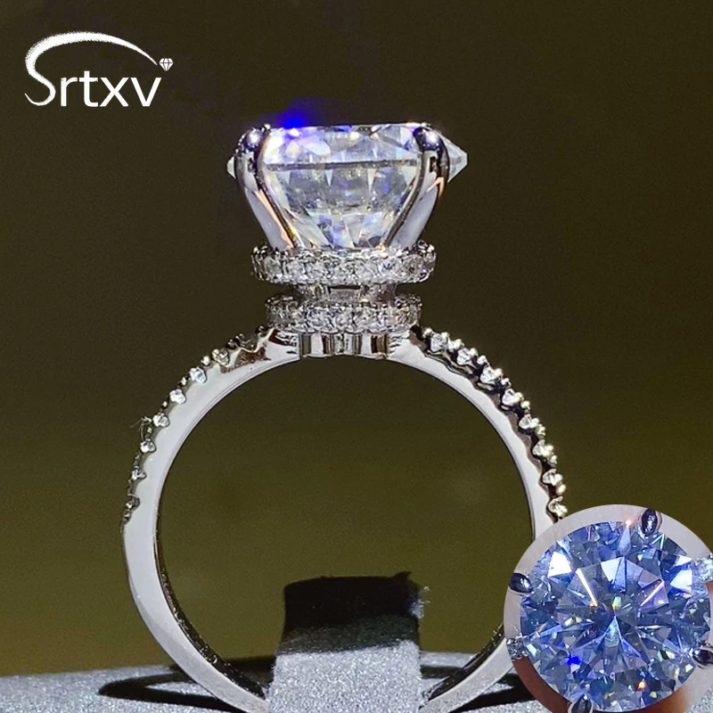 

5CT Moissanite D Color VVS1 Rings Women 925 Sterling Sliver Plated 18K Sparkling Big Diamond Wedding Band Fine Jewelry Gifts GRA