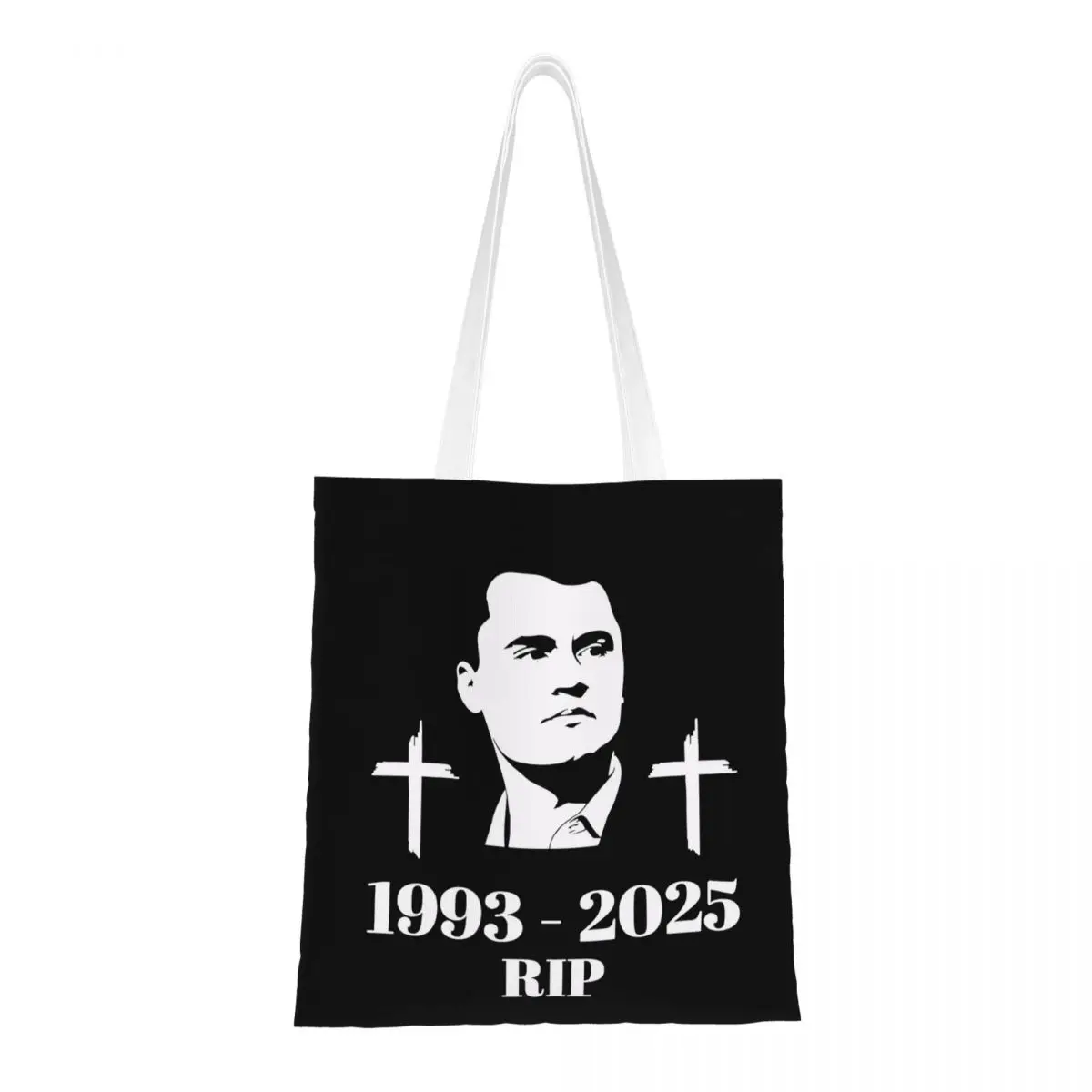 

RIP Charlie Kirk 1993-2025 Canvas Tote Handbag Legends Never Die Shoulder Bags Large Capacity Shopper Bags for Women