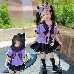 Miniso odzież dla dzieci Kawaii Lolita ładna spódnica dziewczęca stroje Cosplay zestawy dziecięce kostium z krótkim rękawem księżniczka sukienka ubrania