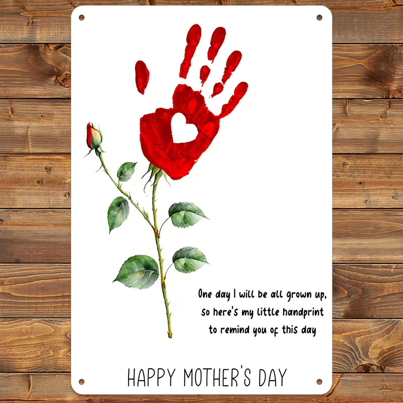 2D Plane Mother'S Day Handprint Art Metal aluminum Sign | Home, Office, Bedroom, Kitchen, Bathroom Decor Sign | Sentimental Gift