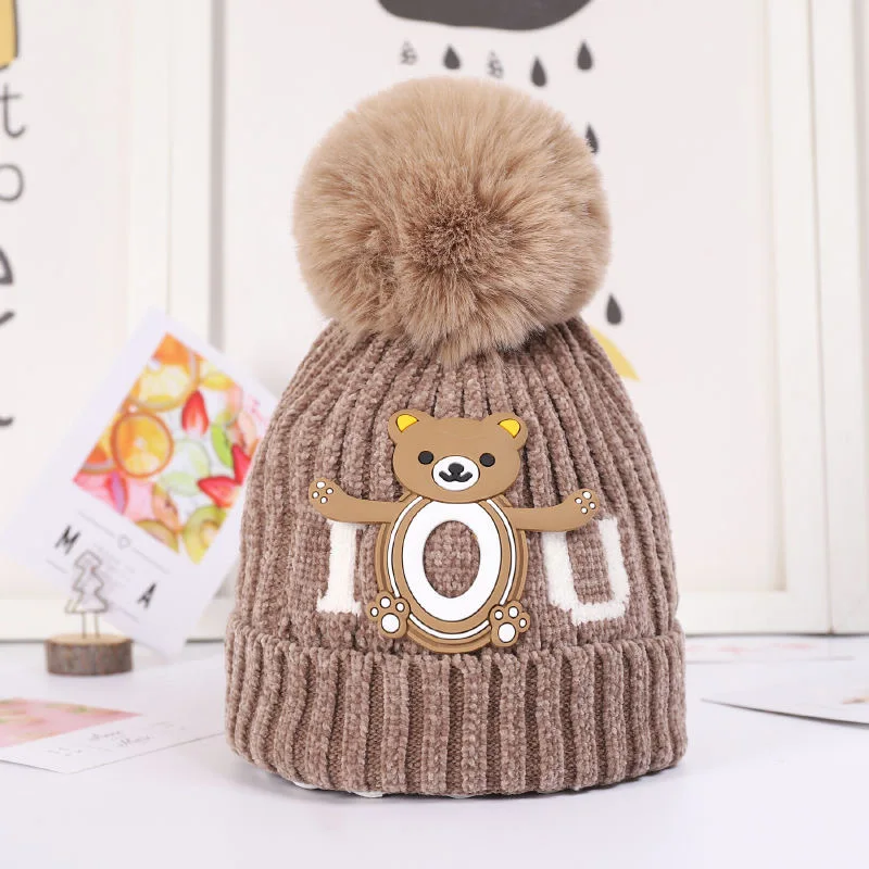 1 2 3 4 Years Old Boys Girls Winter Warm Hats Knitted Beanie Cap with Pompom Snow Bonnets Windproof Cold Weather Freeshiping