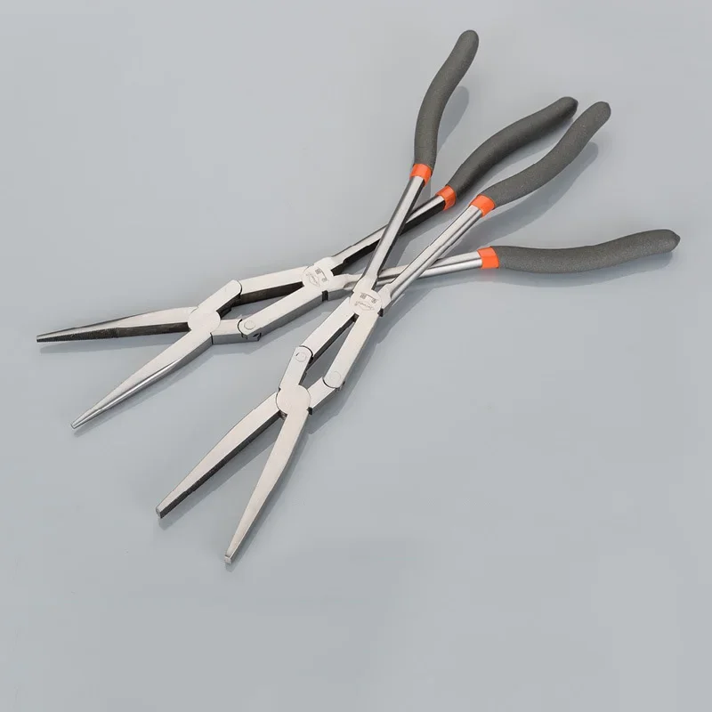 Long Fishing Pliers Straight 45 90 Degree O-Shape Bend Needle Nose Pliers Plug Puller Multi-functional Mechanics Home Hand Tool