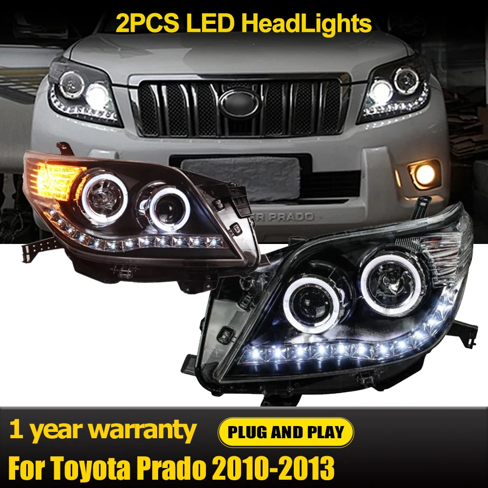 Стайлинг автомобиля для фар Toyota Prado 2004-2009 2010-2021 гг. Светодиодная фара DRL Hid Head Lamp Angel Eye Bi Xenon Beam Аксессуары