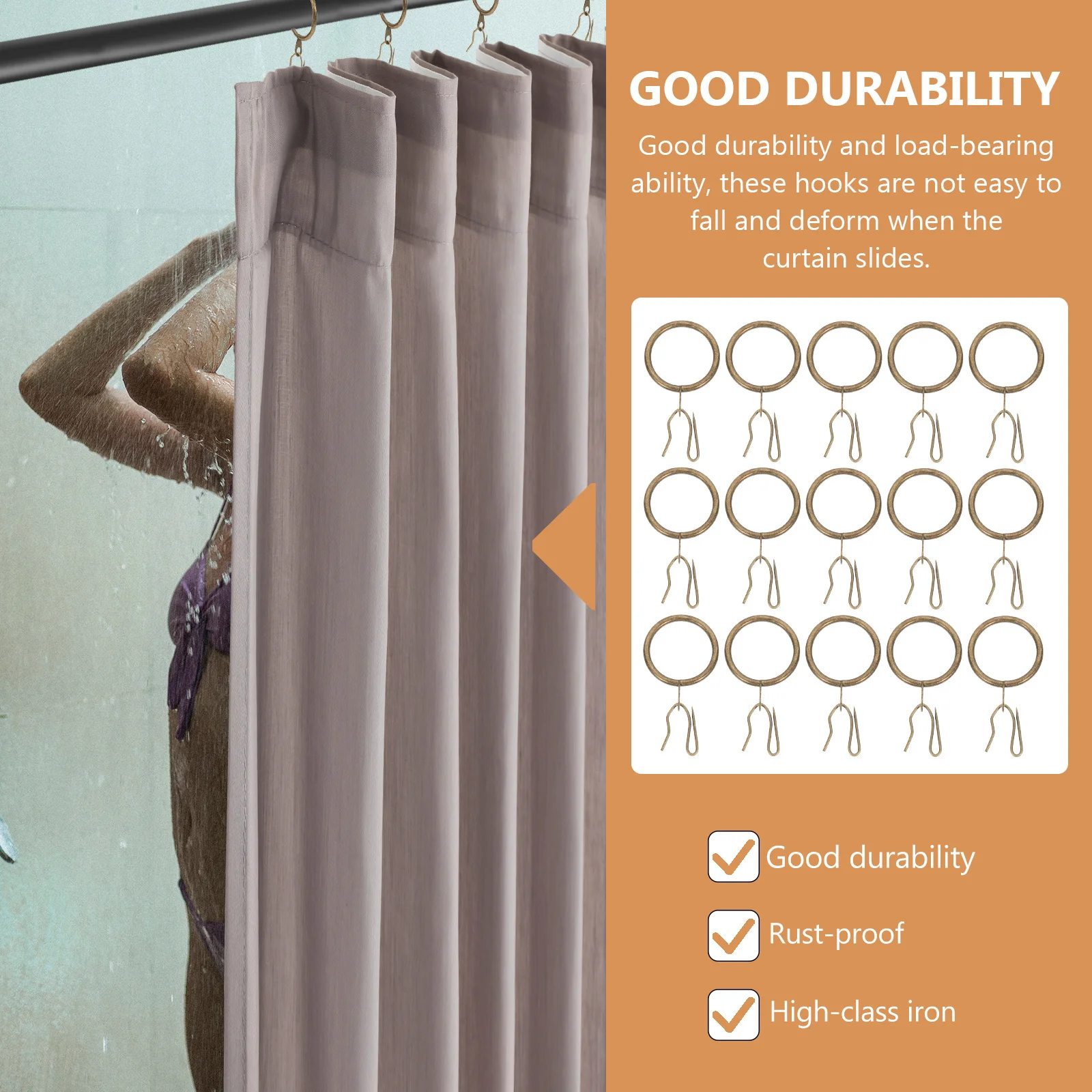 

40 Sets Curtain Ring Window Hook Rod Hanging Metal Drapery Rings up Heavy Duty Hooks with and Iron Circles Travel Curtains