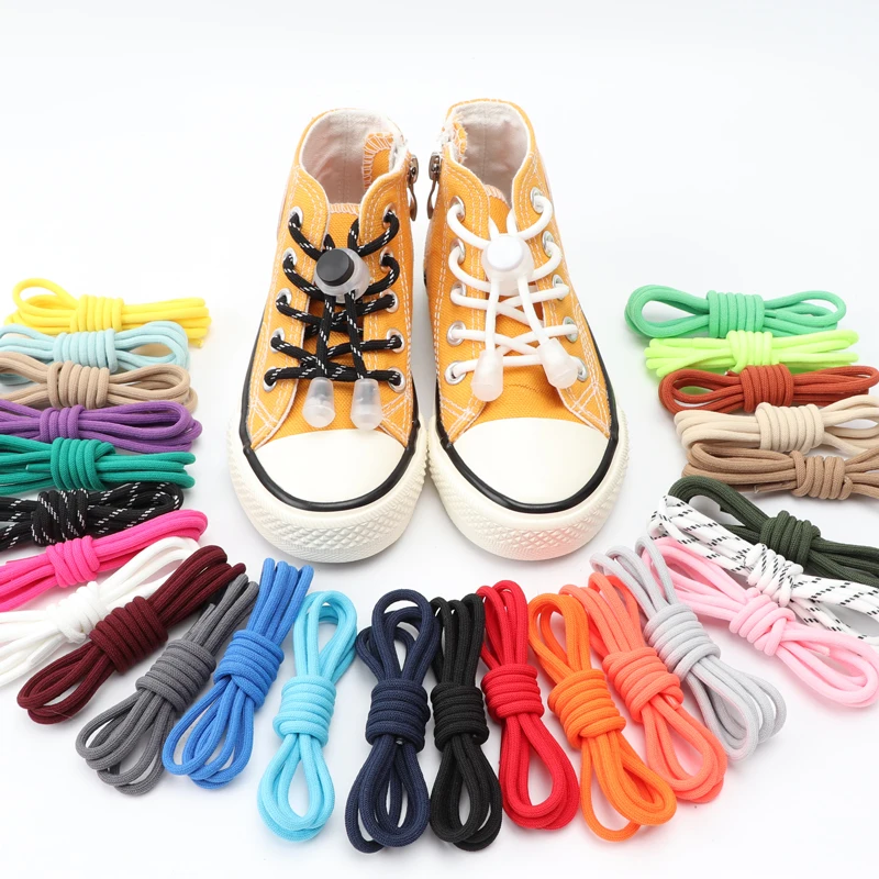 transparent circular spring button up shoelace sneakers No Tie Shoe laces children adult  Elastic shoelaces 26 colors 1 pair