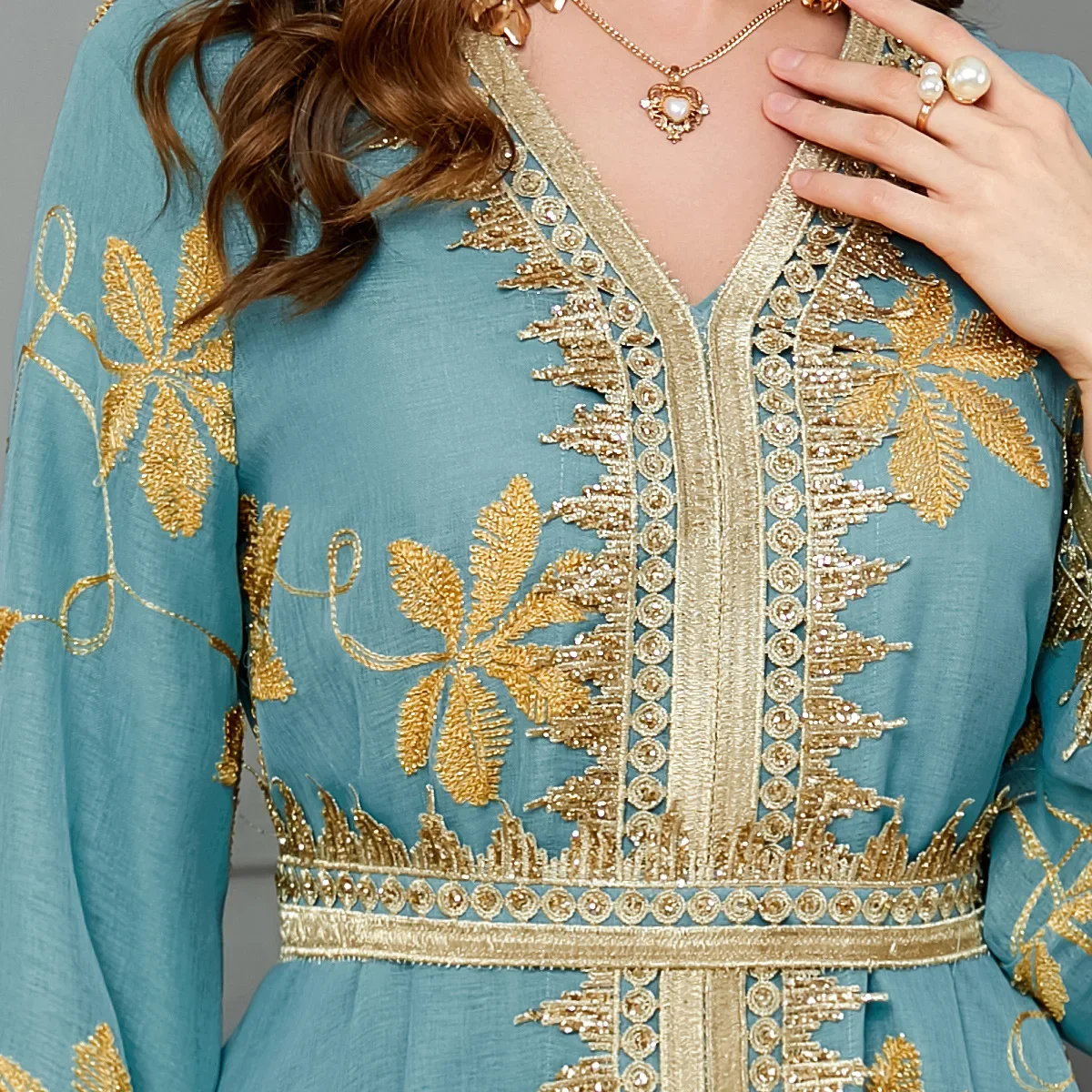 Robe de soirée deux pièces imprimée pour femmes, ensembles musulmans, caftan marocain, abaya musulmane élégante, dubaï, satin, manches longues