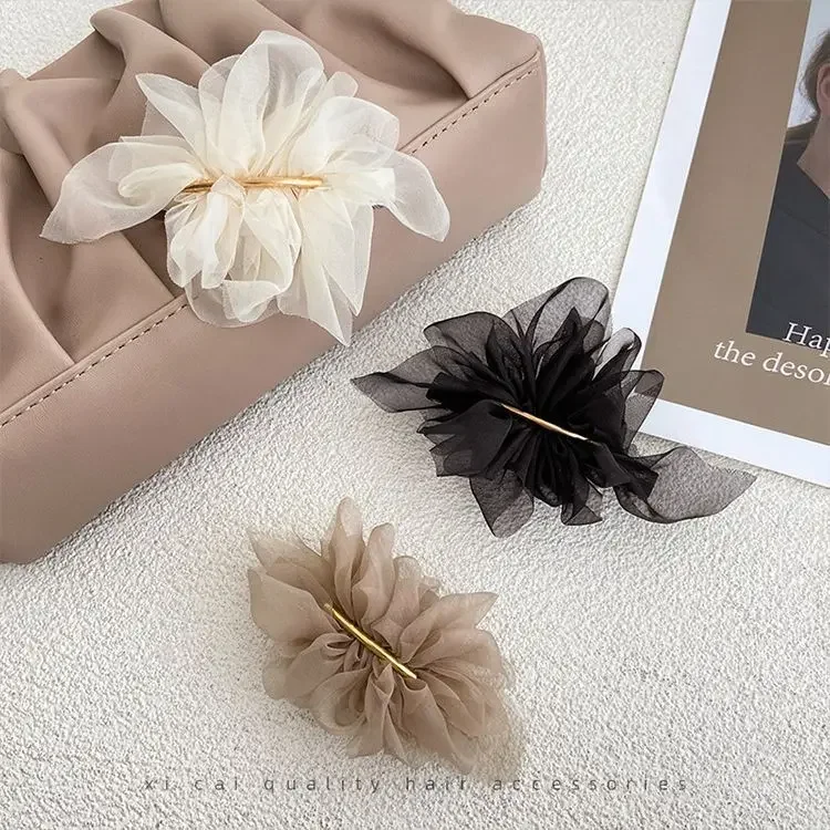 

2024 New Super fairy chiffon flower hair clip ponytail clip headdress simple spring clip super beautiful