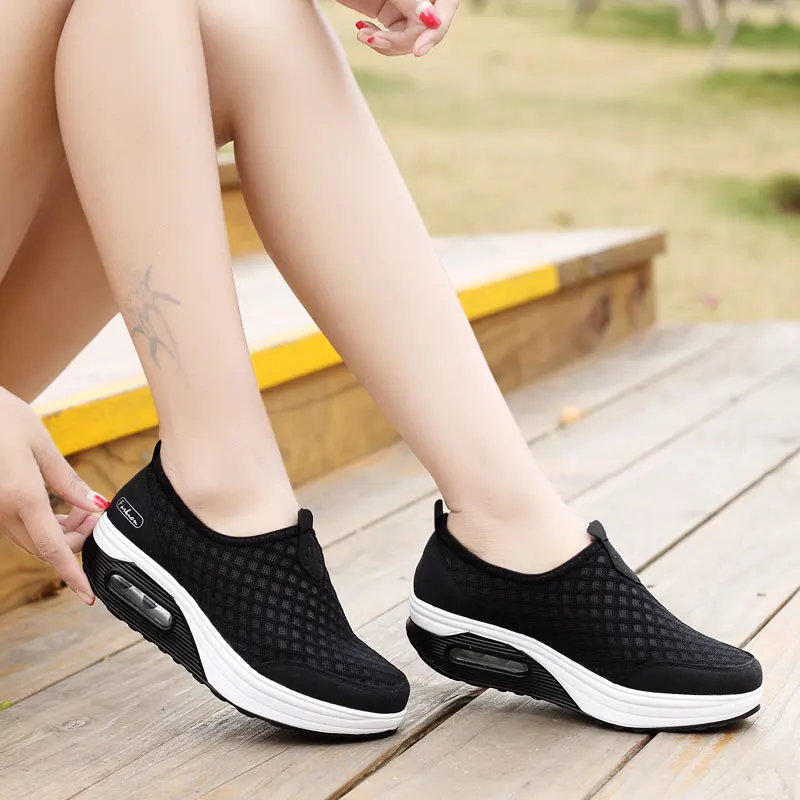 

Women Mesh Flat Shoes Sneakers Platform Shoes Woman Loafers Breathable Air Mesh Swing Wedges Shoe Breathable Flats