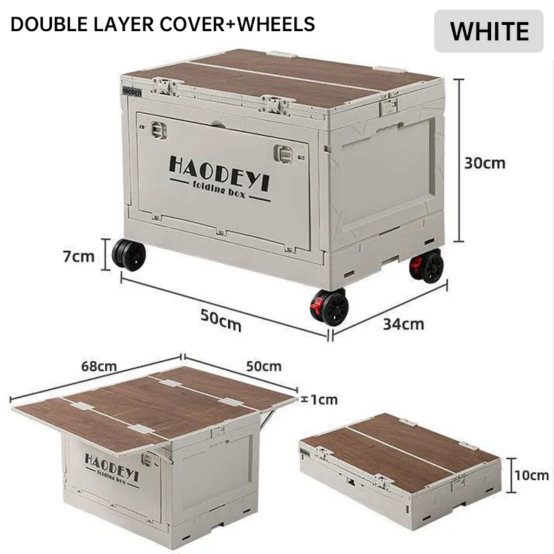 

50L Camping Storage Box Outdoor Folding Storage Table Plastic Storage Box Big Capacity Picnic Foldable Table Box