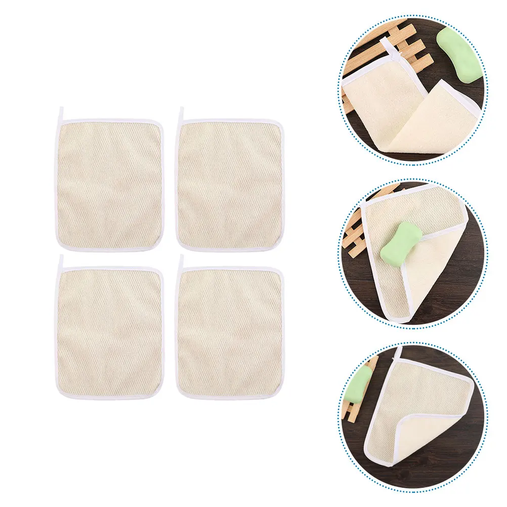 

4pcs Exfoliating Shower Towels Body Scrub Back Scrubbers Double Side Bath Towels Skin Cleaning Pores Acne Prevention Long Strip