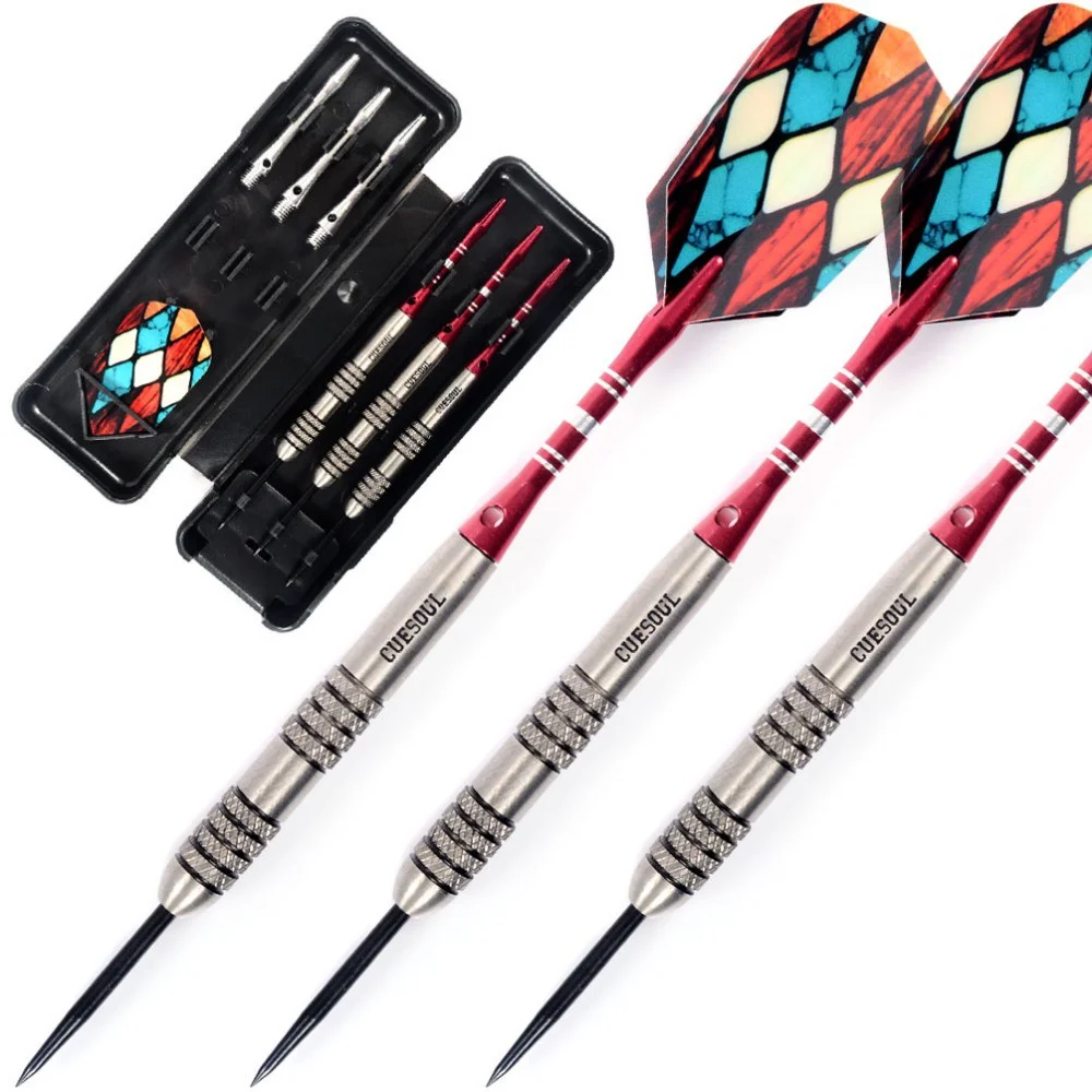

CUESOUL 22/24/26g Tungsten Steel Tip Darts 95% Tungsten Dart Set with Package Case