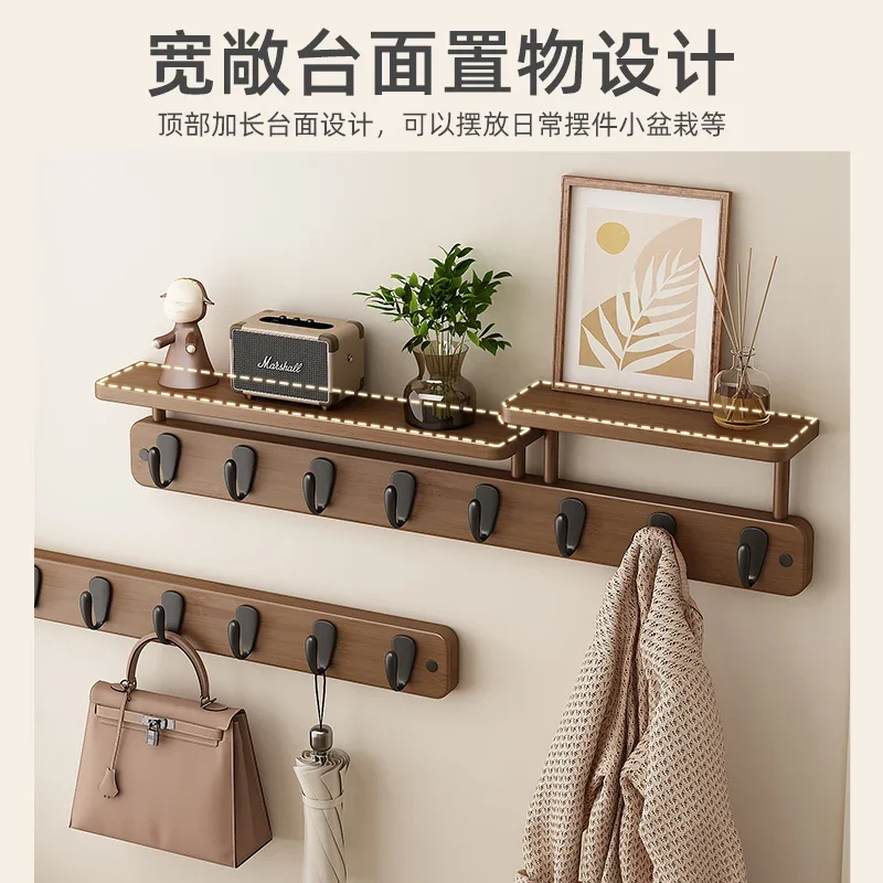 No Drill Door Back Coat Hanger Wall Mounted Space Saving Entryway Hallway Clothes Rack for Home Bamboo Coat Hooks - view 4