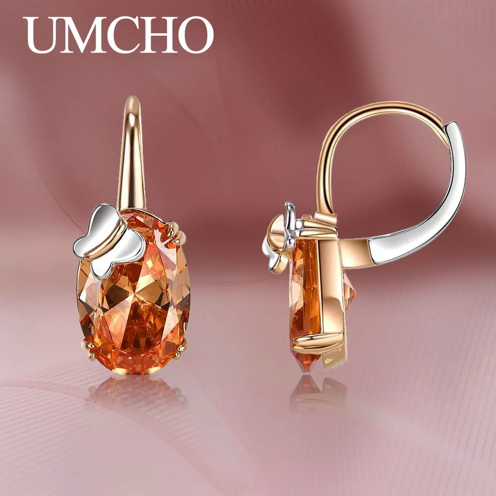 Women's Earrings Amber Drop Zirconia Rose Gold Plated Custom Fine Jewelry Earring