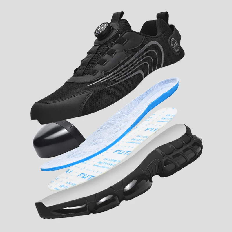 Zapatos de trabajo de seguridad con punta de acero para hombre, calzado protector resistente a pinchazos, resistente a impactos, ligero y duradero de grado industrial