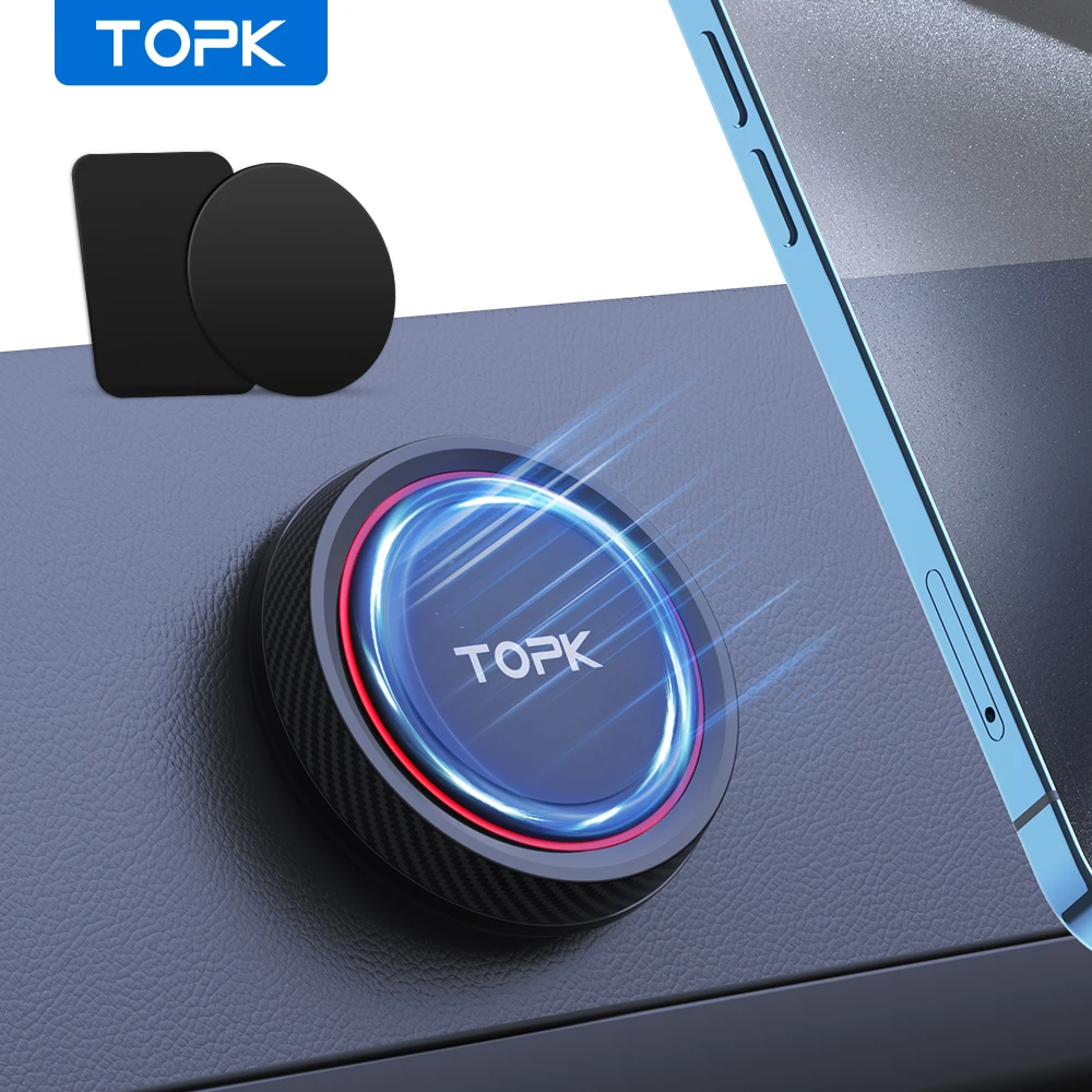 

TOPK MagneticCarPhoneHolder Mount — улучшенная версия, сильный магнит 360° ° RotationВысокая/низкая термостойкость с улучшенной адгезией