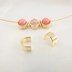 5pcs 14K Gold Brass Half Round Spacer Beads Double Holes Geometry Bead Ring Fit 8 10 12mm Bracelet Necklace DIY Jewelry Making