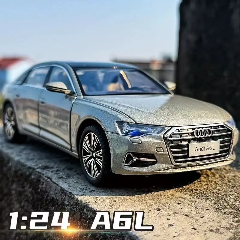 

1:24 2024 AUDI A6 Alloy Car Model Diecast Metal Vehicles Car Model High Simulation Collection Sound and Light Childrens Toy Gift