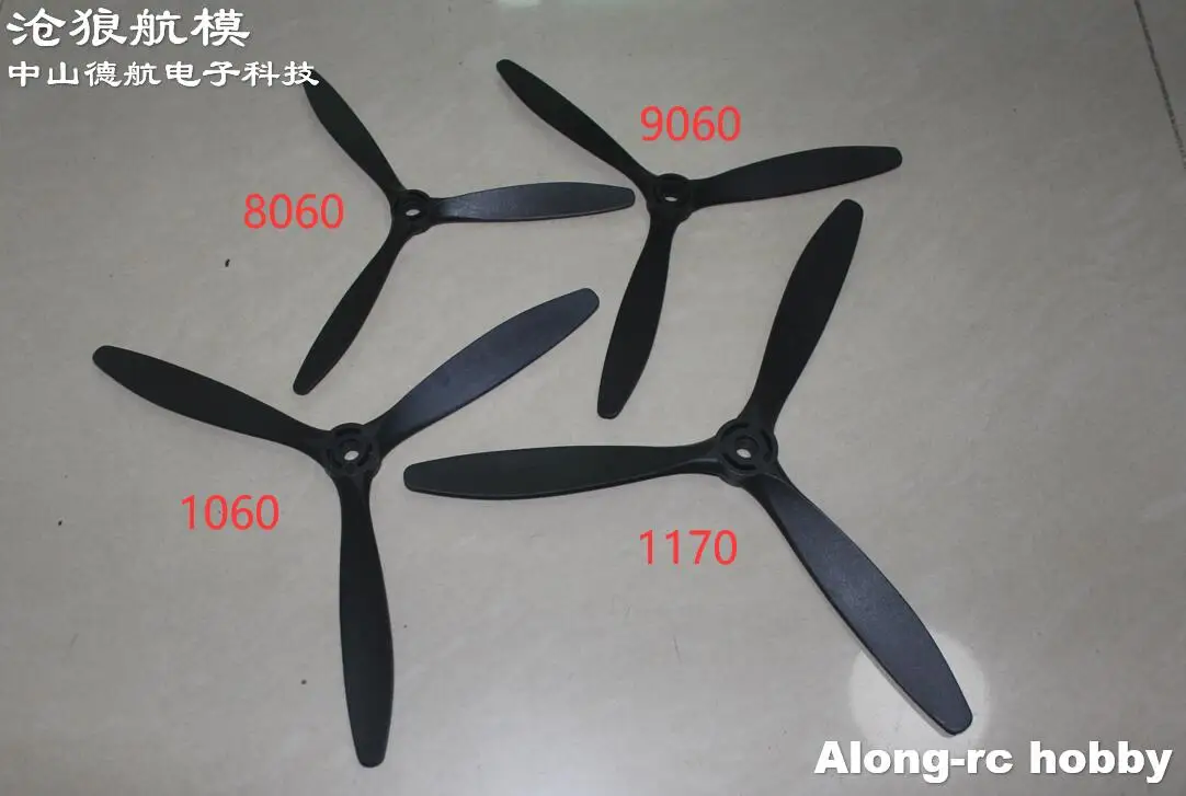 4Pcs 3 Blades 8x6 8060 or 9x6 9060 or 10*6 1060 or 11*7 1070 Propeller for RC Plane Airplane Aircraft DIY Models Spare Part