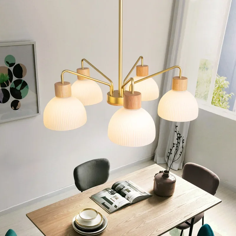 Nordic Living Room Ceiling Chandelier Home Decoration LED Chandelier Dining Room Study Log Ceiling Lamp Luxury Bedroom Lighting