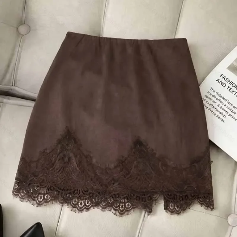 2026 new Skirts for Women Slim High Waist Women Skirt Lace Folds Slit Package Hip A-LINE Mini Skirt Women Faldas Skirts Q7217