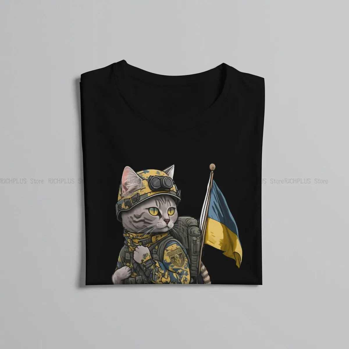 Cat Ukrainian Soldier Animal Man TShirt Special Fashion Polyester T Shirt Original Sweatshirts New Trend