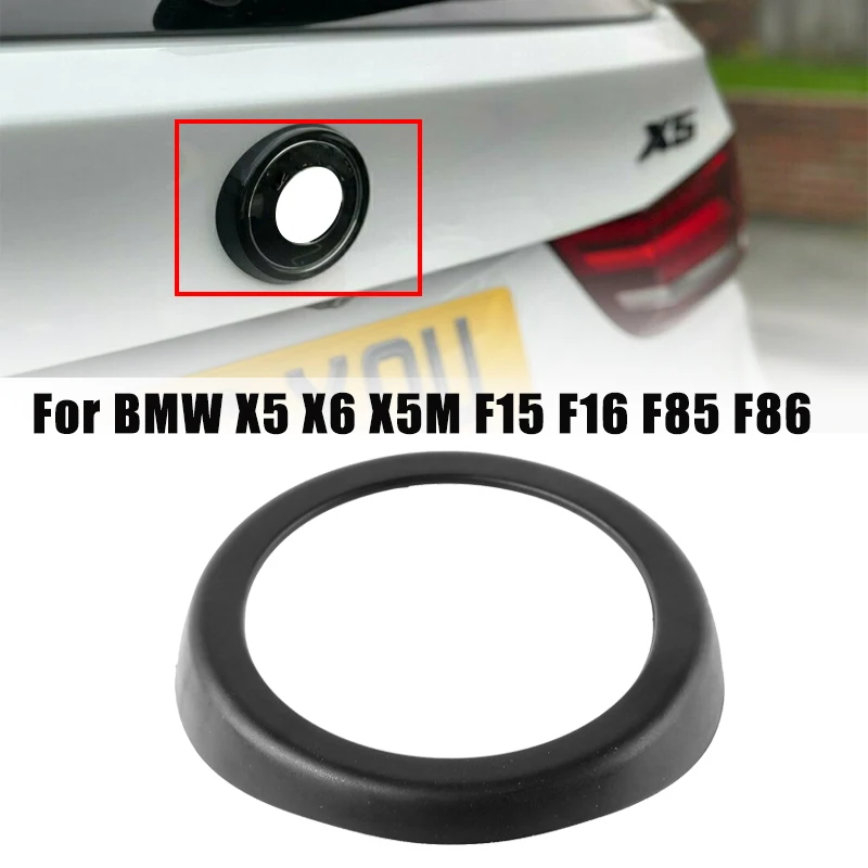 For BMW X5 X6 X5M F15 F16 F85 F86 Car Rear Badge Ring Logo Frame Cover Exterior Back Emblem Decoration Trim Matte Black