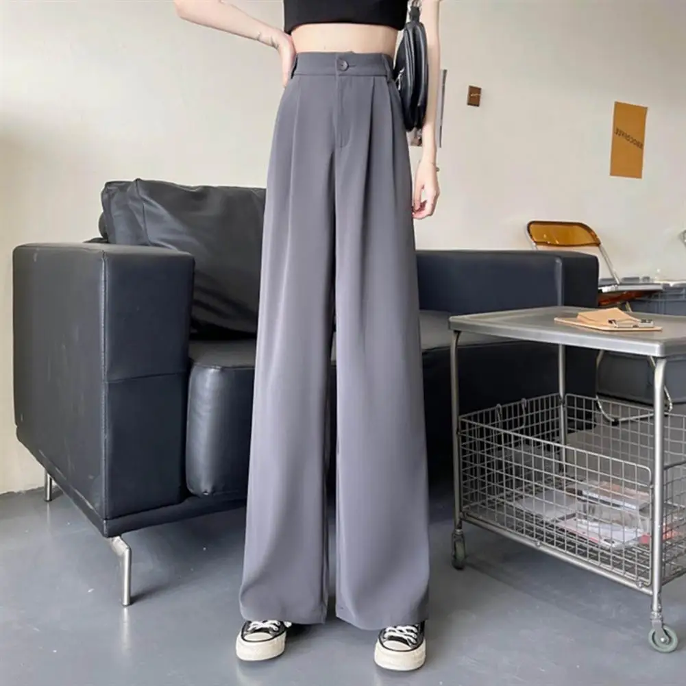 Women Chic Office Wear Straight Pants Vintage High Ladies Trousers Baggy Korean NEW Spring/Summer/Autumn Wide Leg Female