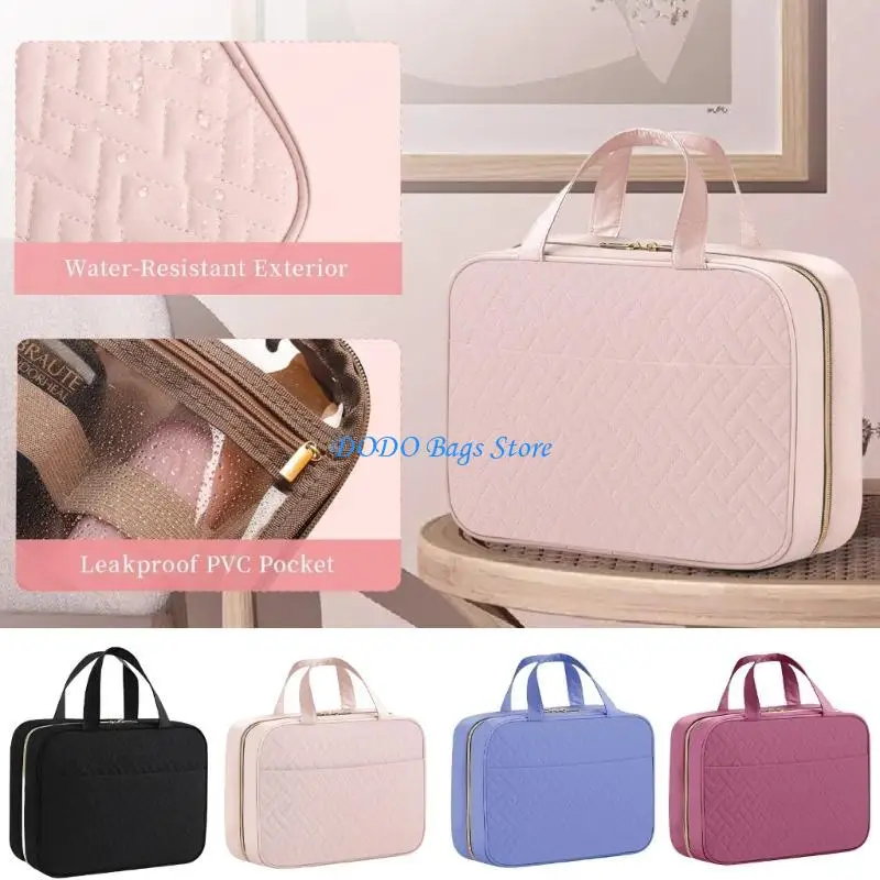 

Portable Travel Cosmetic Bag with Hook Spacious Makeup Handbag for Women Girls