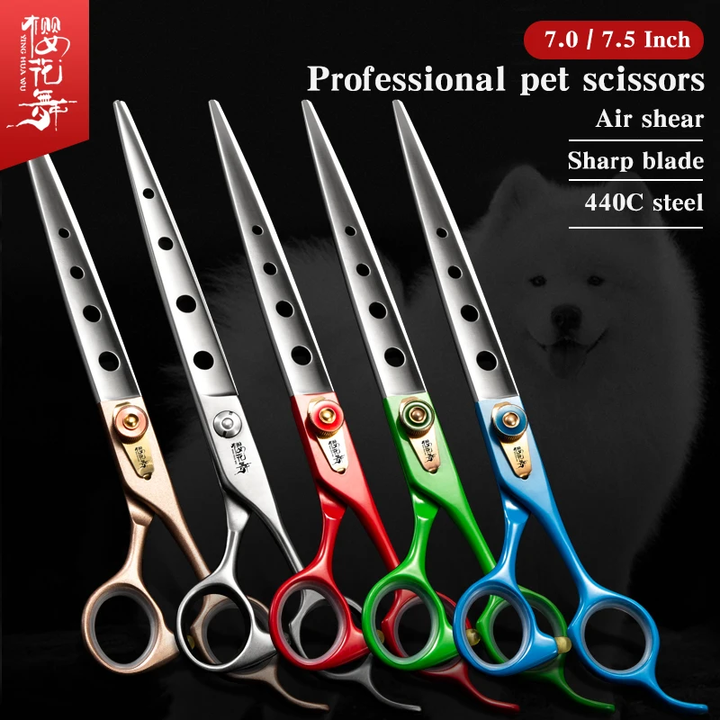 Pet Grooming Scissors Air Open Hole Scissors Shaving Dog Hair Artifact Cutting Dogs and Cats hairdressing Scissors 7 7.5 Inch