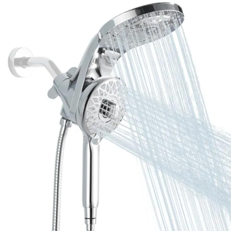 

High Pressure Rain Shower Head with Handheld Spray Combo Fixed Showerhead Dual Shower Head Set 10 Sprays Detachable Hand Held S