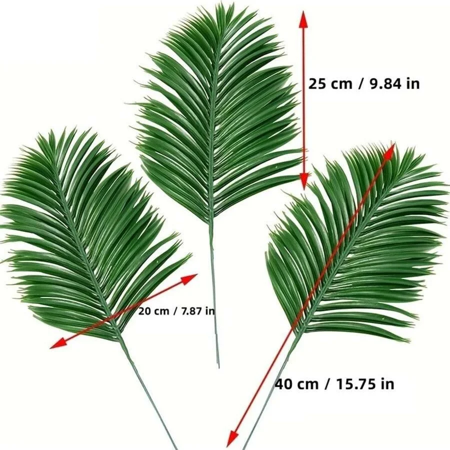 40 سنتيمتر 15/20 قطعة شجرة النخيل الاصطناعية الاستوائية نبات صناعي الأخضر البلاستيك فروع أوراق النخيل مناسبة لتزيين حديقة المنزل