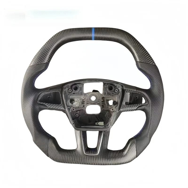 For Ford Focus Kuga Escape MK4 ST Sport Flat Bottomed Carbon Fiber Steering Wheel Without Airbag