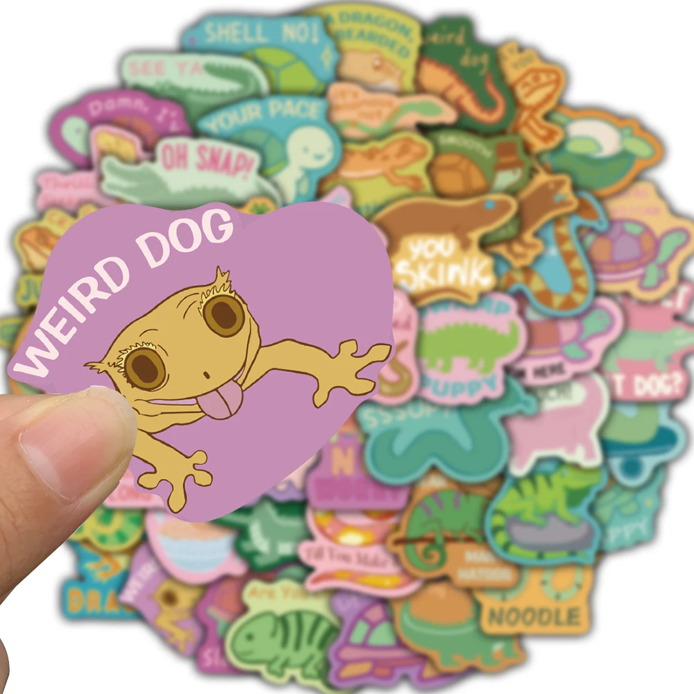 50PCS Kawaii Reptile Skeleton Skull Stickers Aesthetic Laptop Scrapbook Phone Luggage Skateboard PET Gifts Transparent Decals