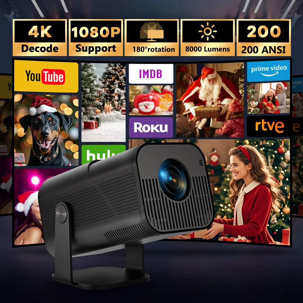 Proyector AMX500 Full HD Android 11 WIFI6 BT 5.0 150ANSI 4K Decodificación Proyector Portátil para Reuniones Familiares Mini Proyector de