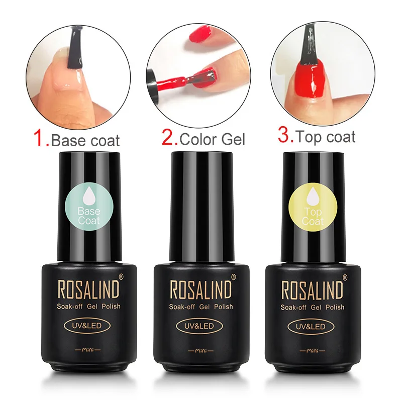 Rosalind Geen Veeg Base Top Coat Glazen Fles Nail Gel Polish Voor Nagels Art Semi Permanente Nail Foundation Uv Led gel Vernis