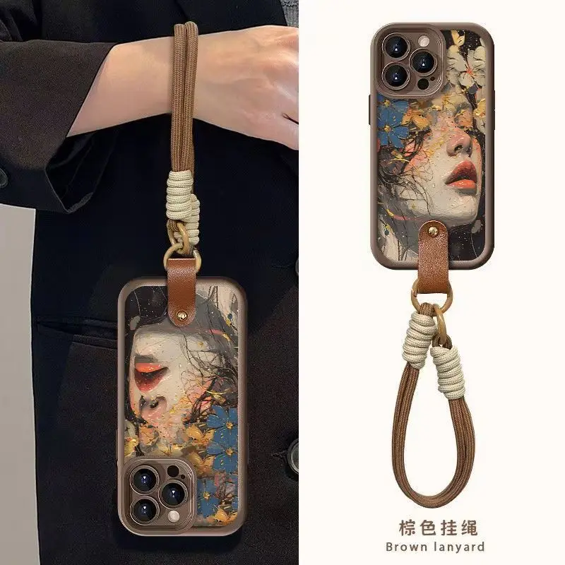 High looking girl Hand Strap Phone Case For Huawei Nova Y70 Y61 7SE 6SE 10SE 11SE P60 P40 P30 Mate 50 30 40 Pro Cover