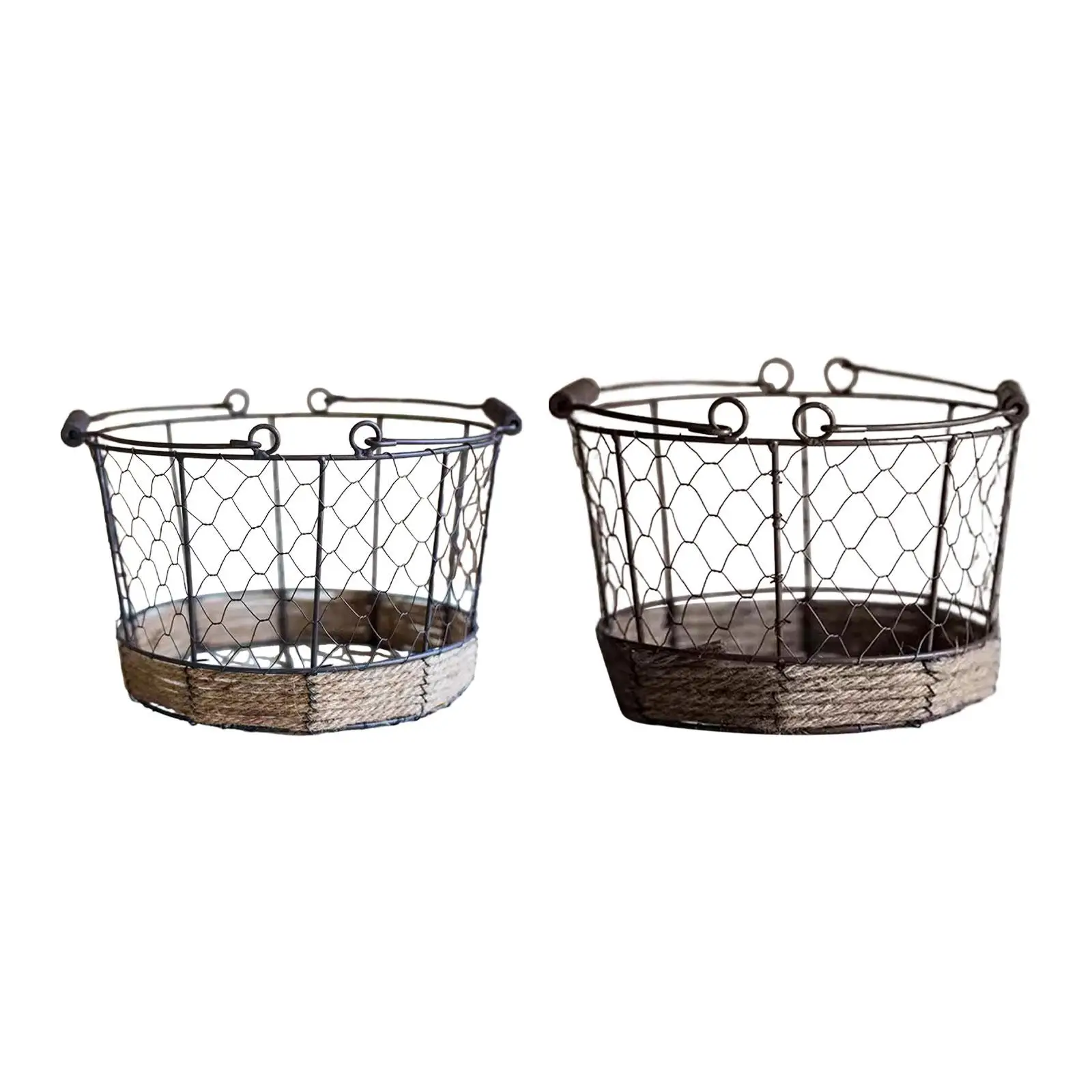 Eggs Wire Storage Basket Grocery Metal Fruit Stand Gathering Basket for Pantry