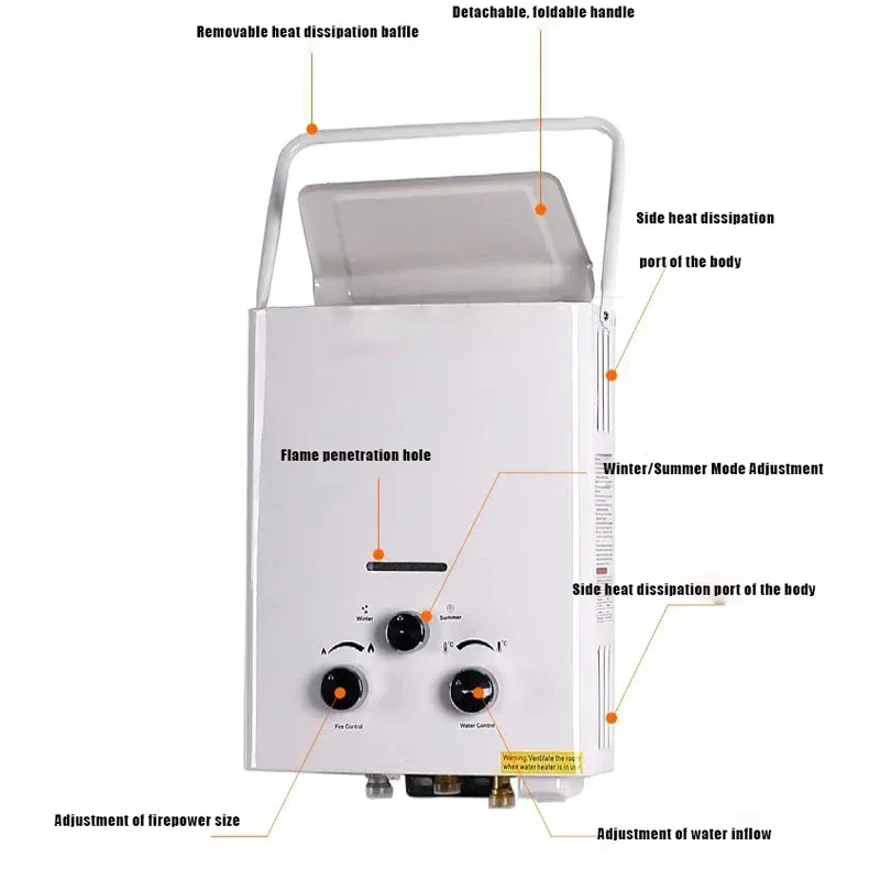 Instant Water Heater RV Gas Water Heater Trailer Outdoor Camping Bathing Instant Water Heater Non Electric