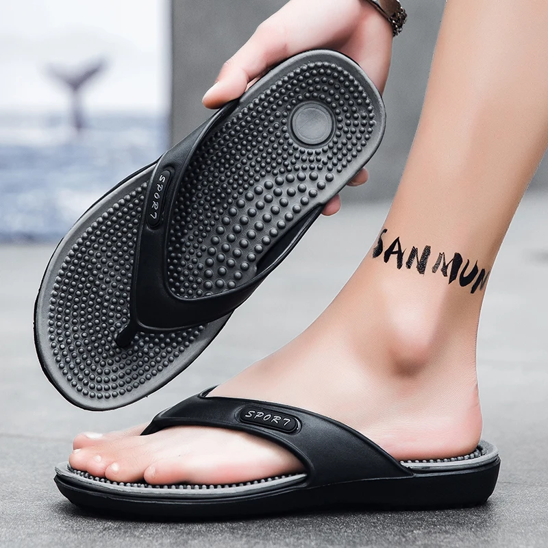 

Men's Summer EVA Anti Slip Flip Flops for Comfortable and Soft Outdoor Garden Massage, Thick Soled Beach Shoes 2024 New Model