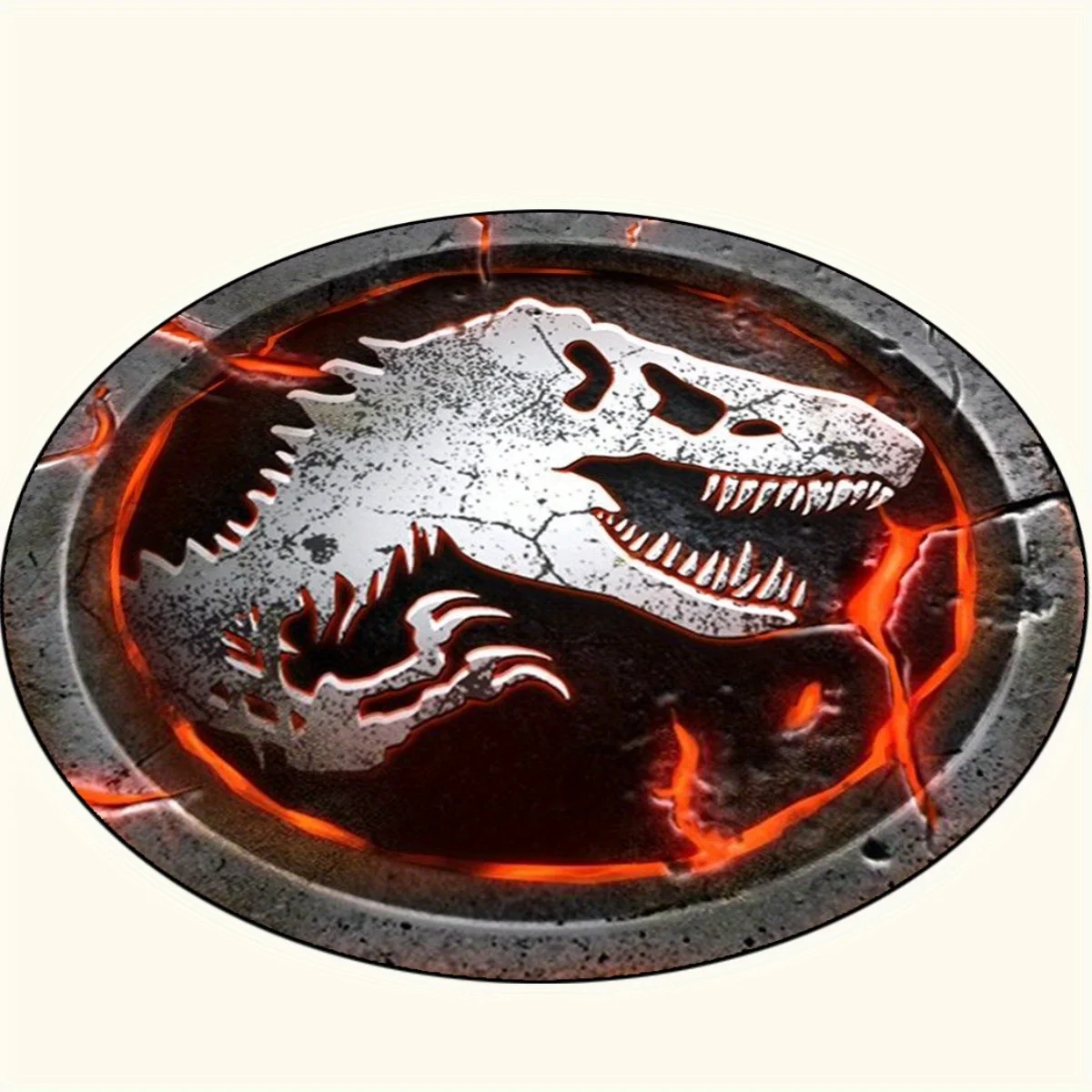 tapete-redondo-de-lava-com-cranio-de-t-rex-do-jurassic-park-item-de-colecionador-para-fas-de-filmes-e-jogos