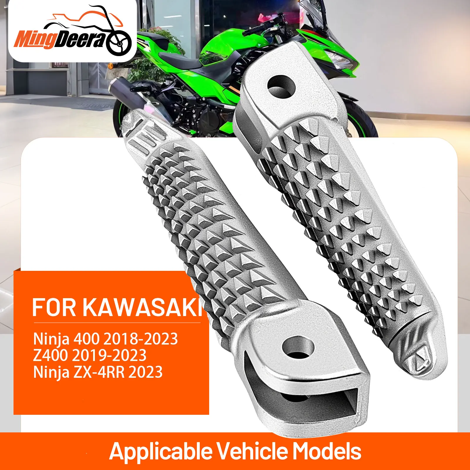 

Front Driver Footpegs Footrest For Kawasaki Ninja 400 2018-2024 Z400 2019-2024 ZX-4RR ZX-4R 2023-2025 Z7 Hybrid 2024-2025 Motorc