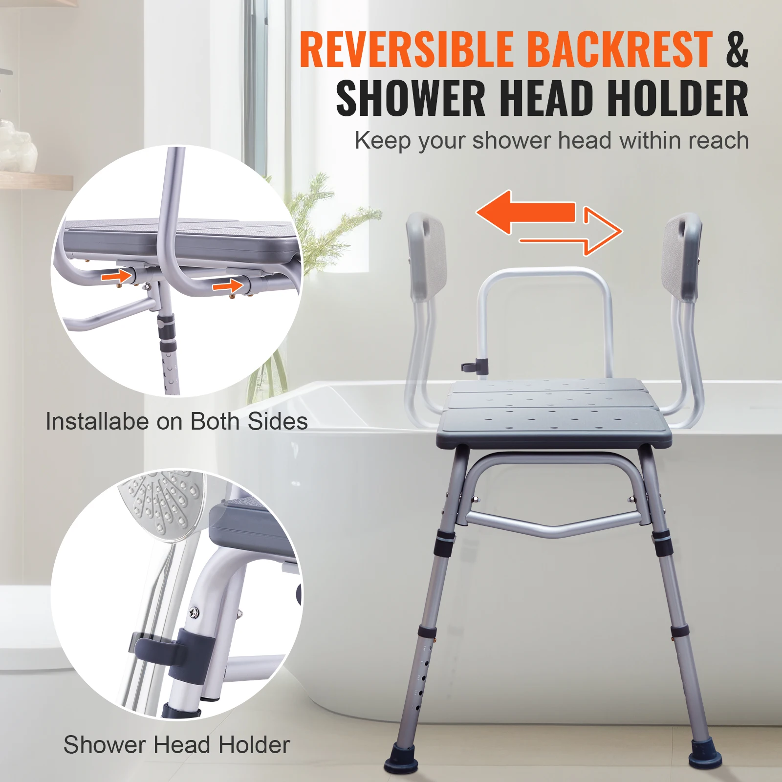 SucceBuy Tub Transfer Bench for Bathtub Shower Seats Lightweight Shower Bench with Non-Slip Bath Seats with Armrest and Backrest image 6
