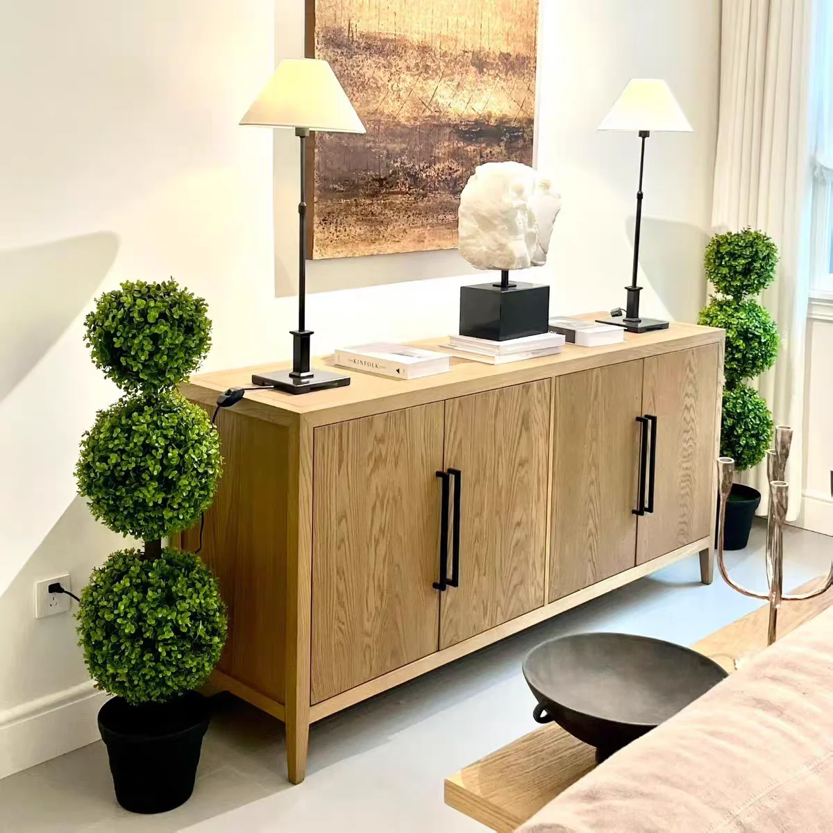 #Upper-tier Rh American-style Retro Solid Wood China-made Customizable Sideboard Modern Minimalist Floor-standing Storage Cabine
