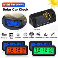 Solar Car Digital Clock Date Week Temperature Humidity LCD Backlit Display for Dashboard Car Clock Automobiles Internal Stick-On