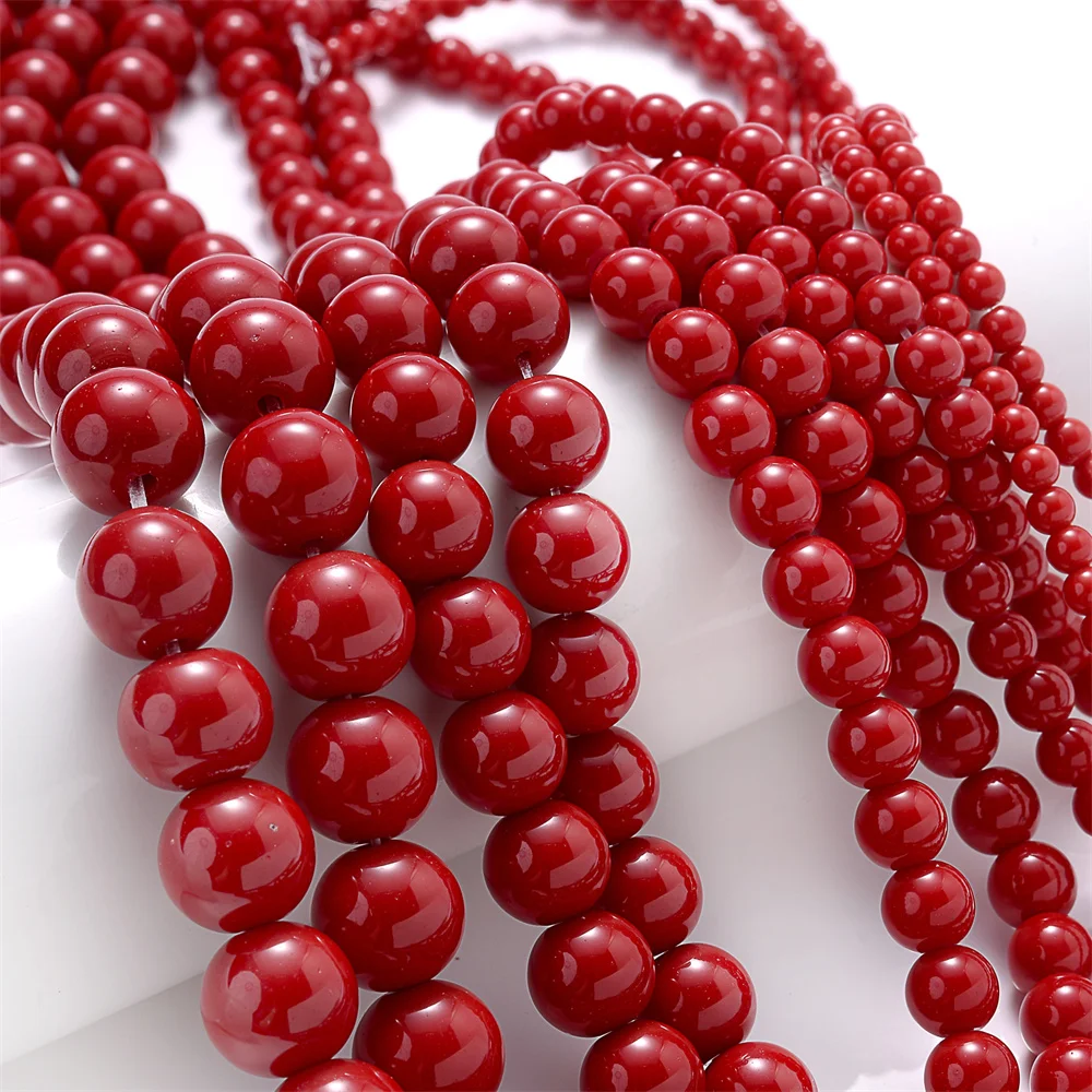 Red Coral Stone Beads Round Loose Spacer Beads for Jewelry Making DIY Charms Bracelet Necklace Accessories 4 6 8 10 12mm