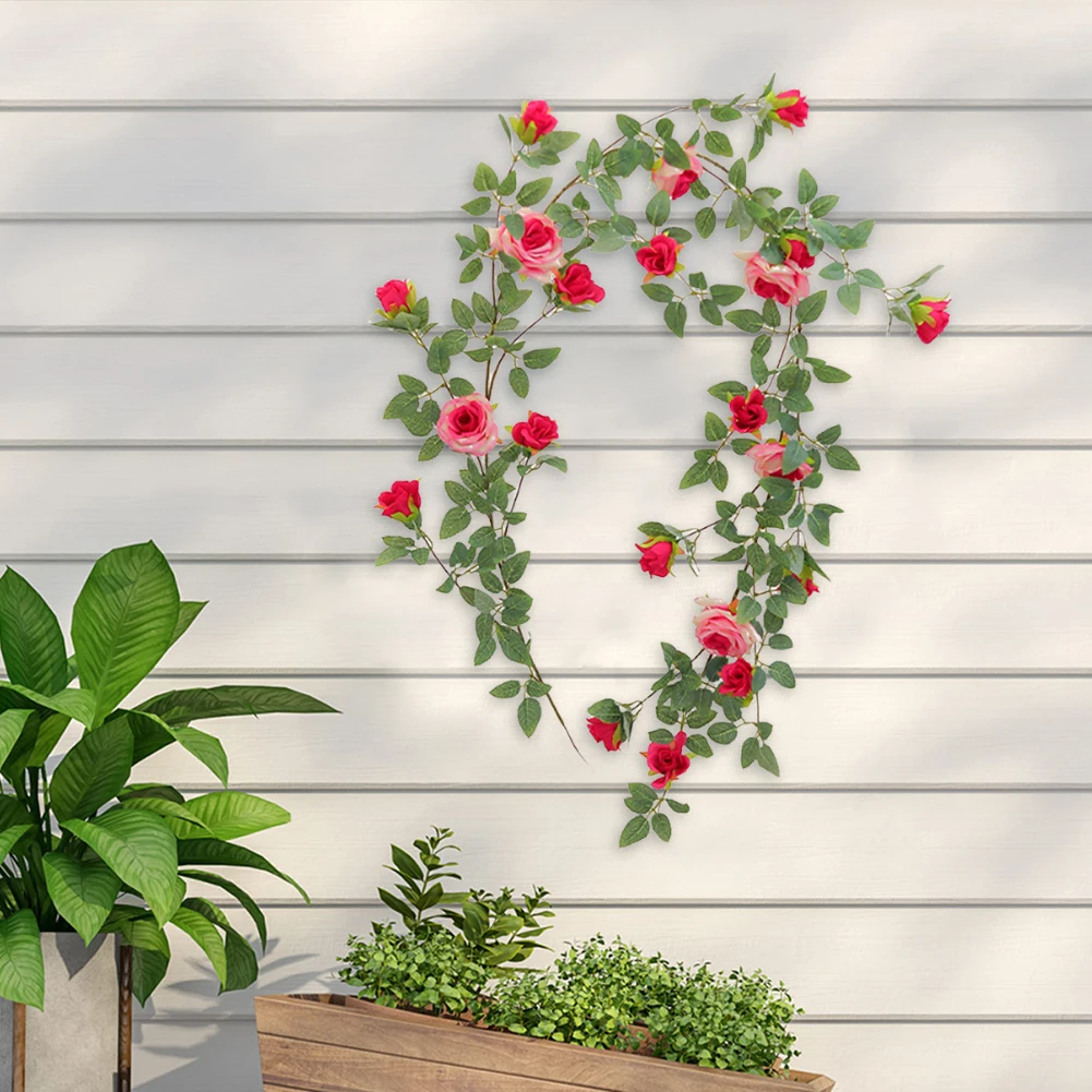 5.9FT الاصطناعي روز جارلاند ورد صناعي الكرمة معلقة نباتات اللبلاب الوردي لقوس الزفاف حفل الخطوبة ديكور