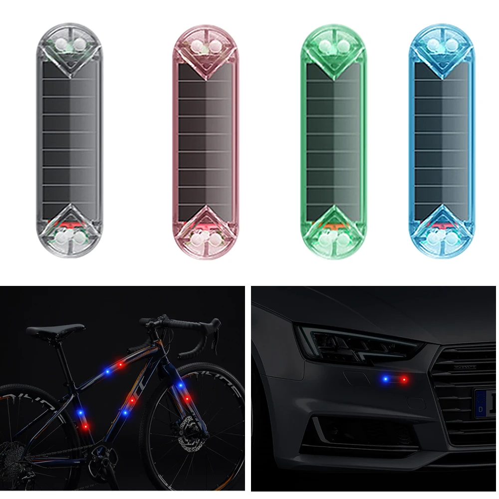 Solar Power Mini LED Car Warning Light Colorful In-Night Security Simulated Alarm Light Anti-Theft Flash Warning Strobe Light