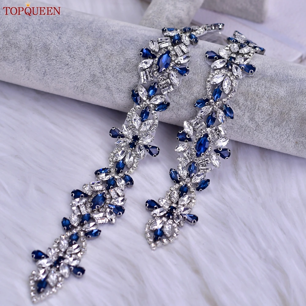 Topqueen azul marinho vestido faixa de fita de casamento cinto completo strass artesanal faixa de noiva acessórios de cinto de dama de honra S38-ML