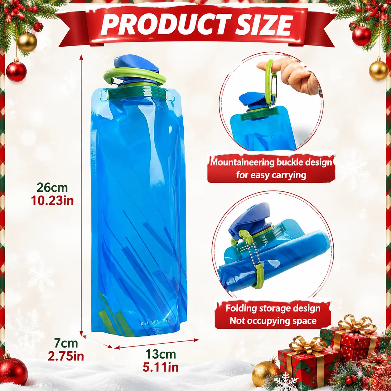 Outdoor Cycling Sports Water Bottle - Mountaineering Portable Water Cup - PE Plastic Folding Water Bag - Gift Promotion Water