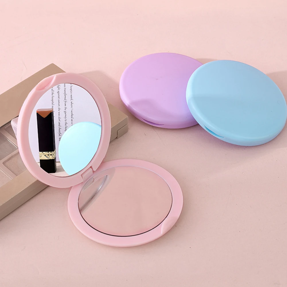Espejo de bolsillo compacto para maquillaje plegable de 2 lados, cosmético pequeño personalizado, Mini espejo de viaje ovalado con efecto luminoso para mujer